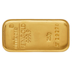 250 Gramm Goldbarren gegossen
