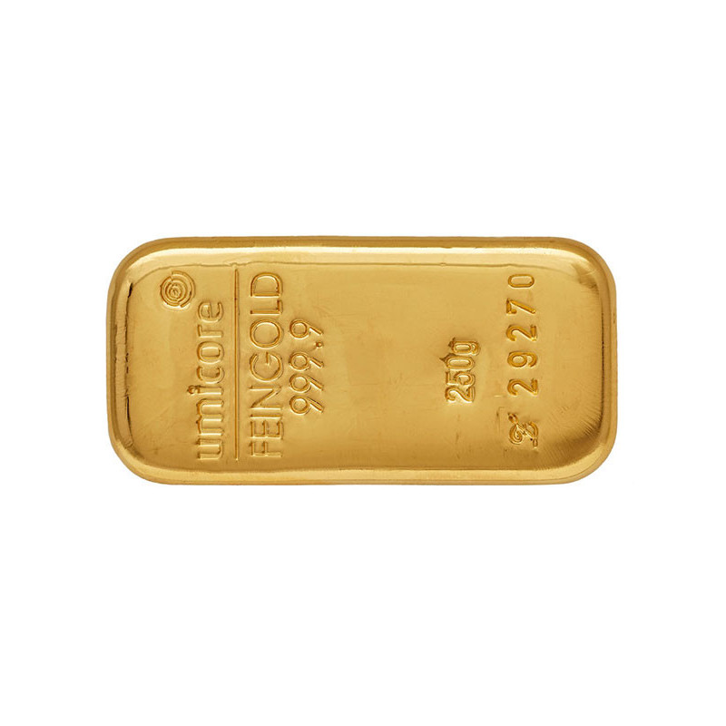 250 Gramm Goldbarren gegossen