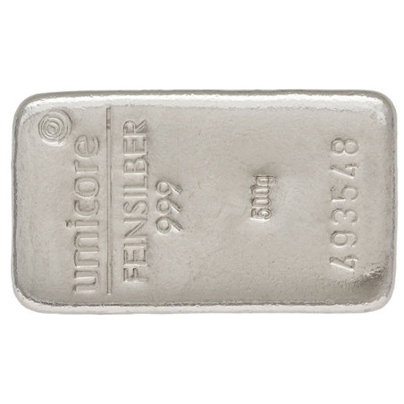 500 Gramm Silberbarren gegossen