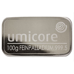 100 Gramm Platinbarren geprägt