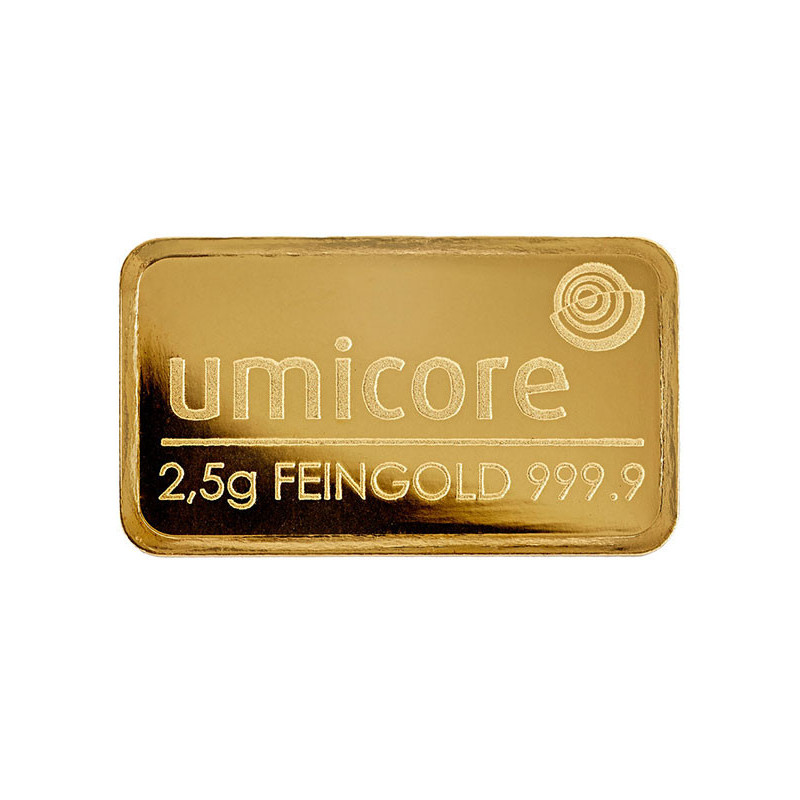 2,5 Gramm Goldbarren geprägt