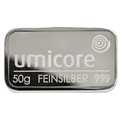 50 Gramm Silberbarren geprägt