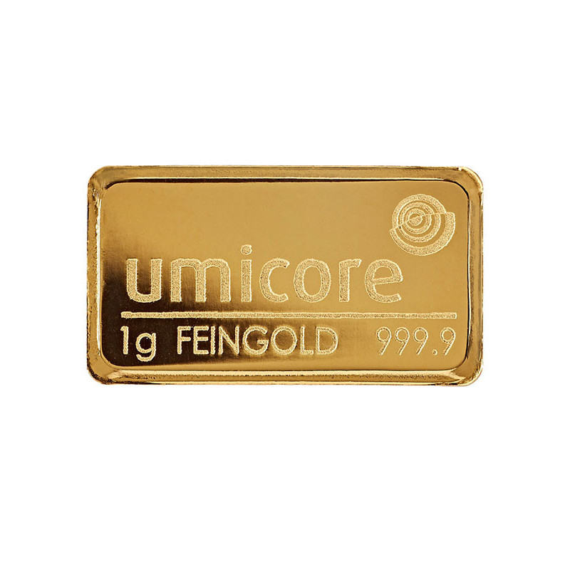 1 Gramm Goldbarren geprägt