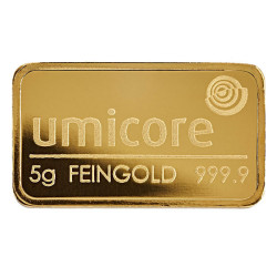 5 Gramm Goldbarren geprägt