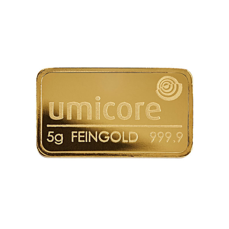 5 Gramm Goldbarren geprägt