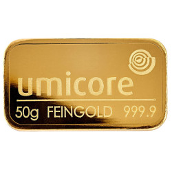 50 Gramm Goldbarren geprägt