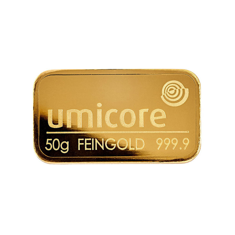 50 Gramm Goldbarren geprägt